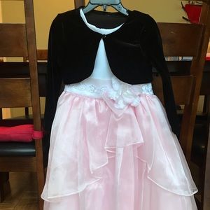 Girl pink formal dress - with black suede jacket